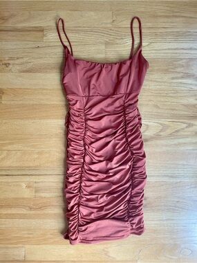 AKIRA Satin Ruched Mini Dress